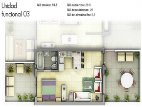Terrazas del Pueblo Nuevo: Monoambiente en venta en Colonia
